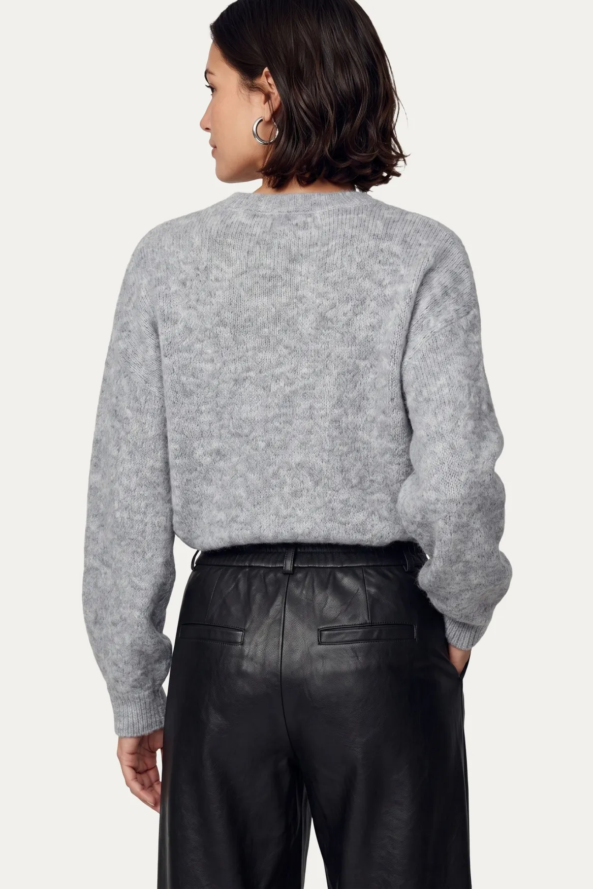 CS The Label Kensa Knit Pullover Gray Melange, gebreide grijs-gemêleerde trui